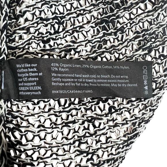 Eileen Fisher Sweater Women's XS Black Open Gray Cardigan Knit Linen Cotton - Picture 5 of 8